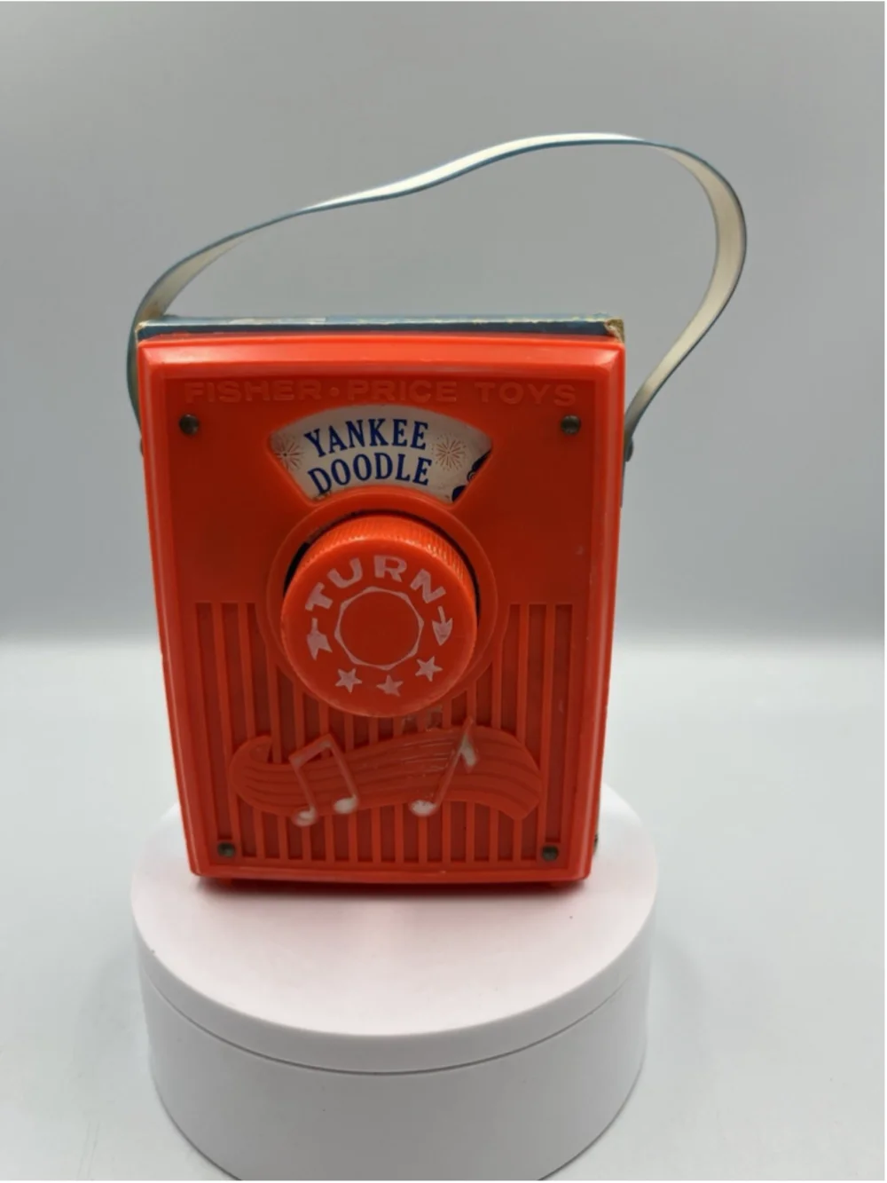 Vintage Fisher Price Musical Pocket Radio Yankee Doodle Toy 1970s Kids Music Box